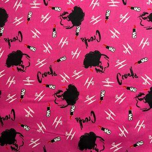 2 yards Cruella Disney Lipstick Toss with Logo Cotton Fabric #BT